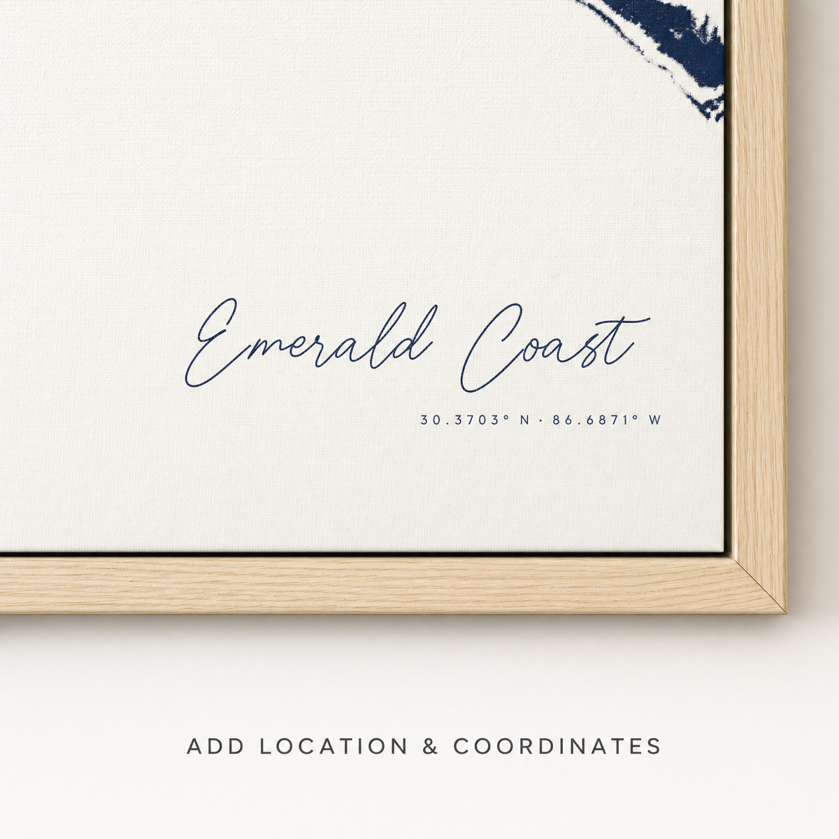 Emerald Coast canvas map — location and coordinates customization