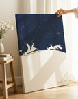 Emerald Coast navy vertical wrapped canvas map in the ratio 2:3 hand mockup