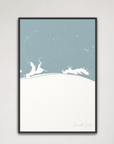 Emerald Coast Coastal Map — Canvas Vertical, soft-blue, Black Frame