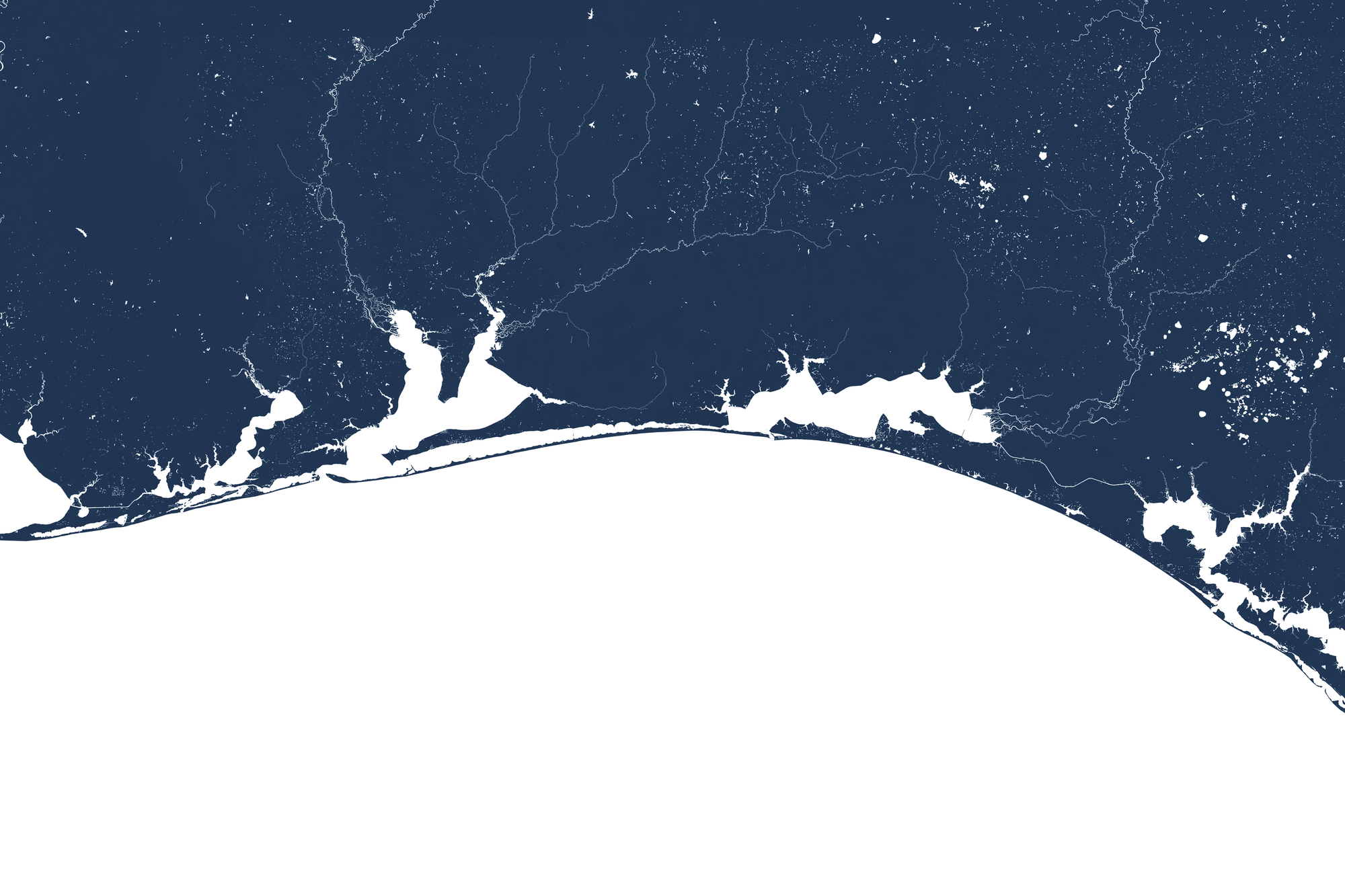 Emerald Coast Coastal Map — Fine Art Print Horizontal, navy, No Frame, 10x8