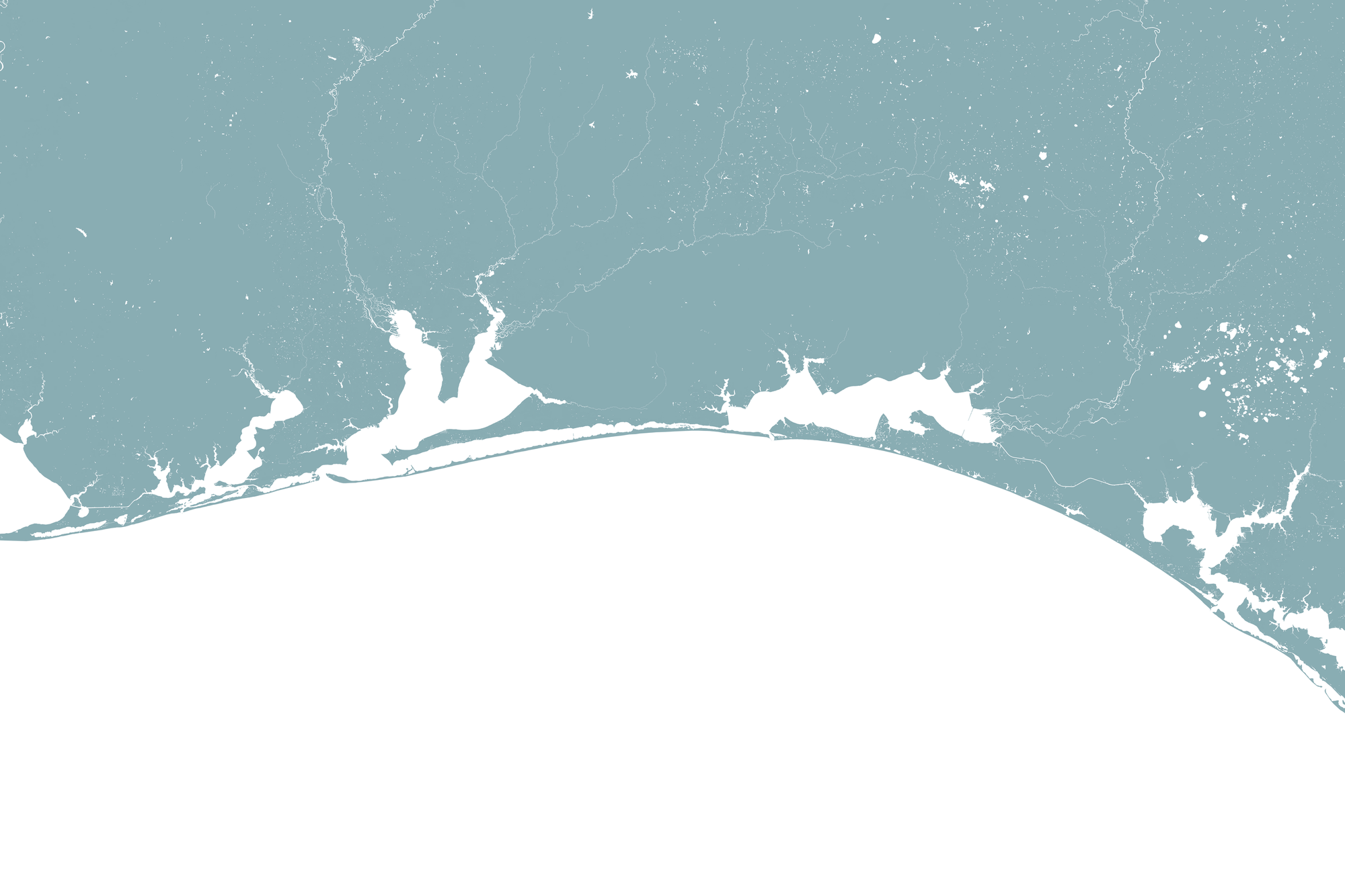 Emerald Coast Coastal Map — Fine Art Print Horizontal, soft-blue, No Frame, 10x8