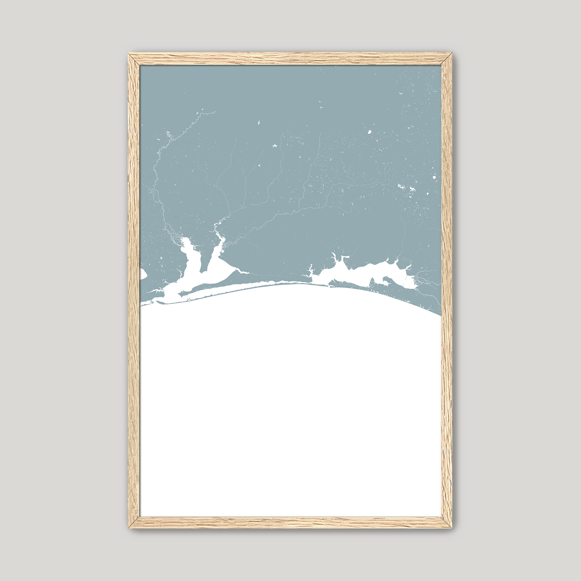Emerald Coast Coastal Map — Fine Art Print Vertical, soft-blue, Oak, 8x10