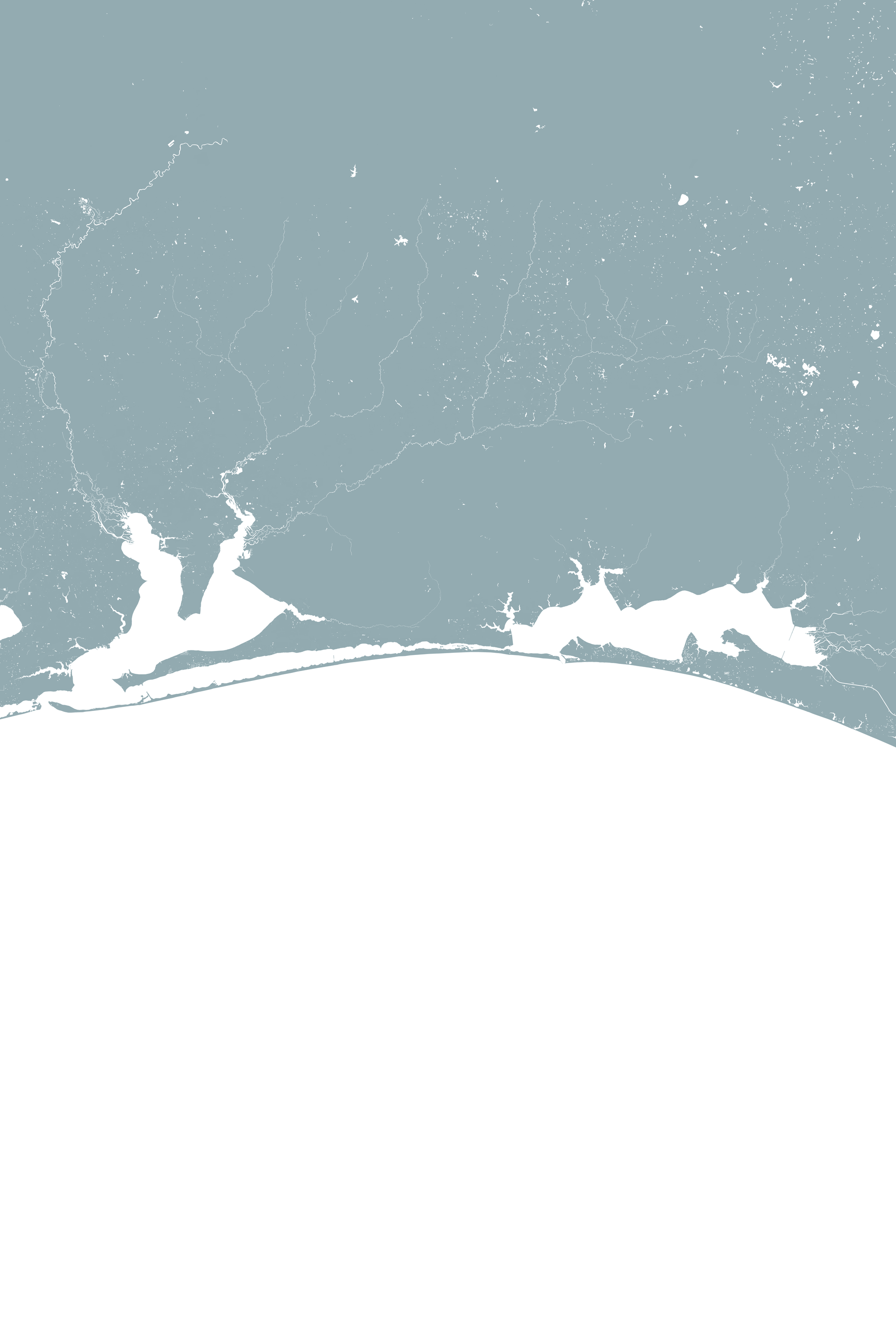 Emerald Coast Coastal Map — Fine Art Print Vertical, soft-blue, No Frame, 8x10