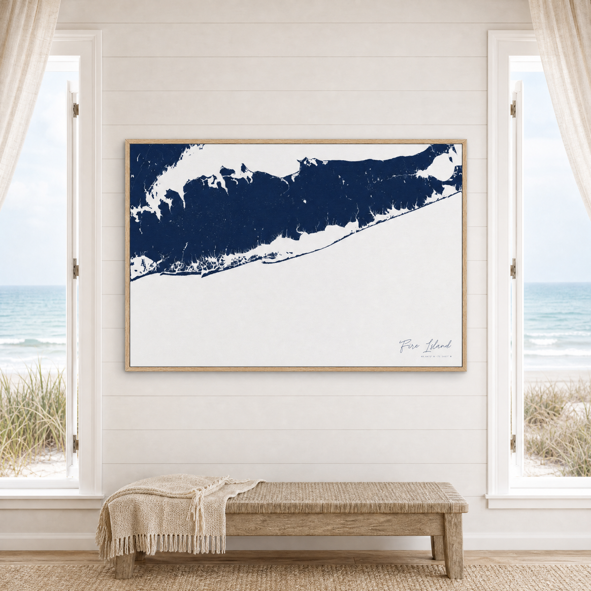 Fire Island canvas map — window-scene interior