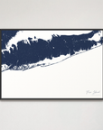 Fire Island Coastal Map — Canvas Horizontal, navy, Black Frame