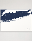 Fire Island Coastal Map — Canvas Horizontal, navy, White Frame
