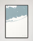 Fire Island Coastal Map — Canvas Vertical, soft-blue, Black Frame