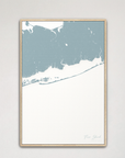 Fire Island Coastal Map — Canvas Vertical, soft-blue, Natural Oak