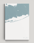Fire Island Coastal Map — Canvas Vertical, soft-blue, No Frame