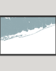 Fire Island Coastal Map — Fine Art Print Horizontal, soft-blue, Black Frame, 10x8