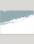 Fire Island Coastal Map — Fine Art Print Horizontal, soft-blue, White Frame, 10x8