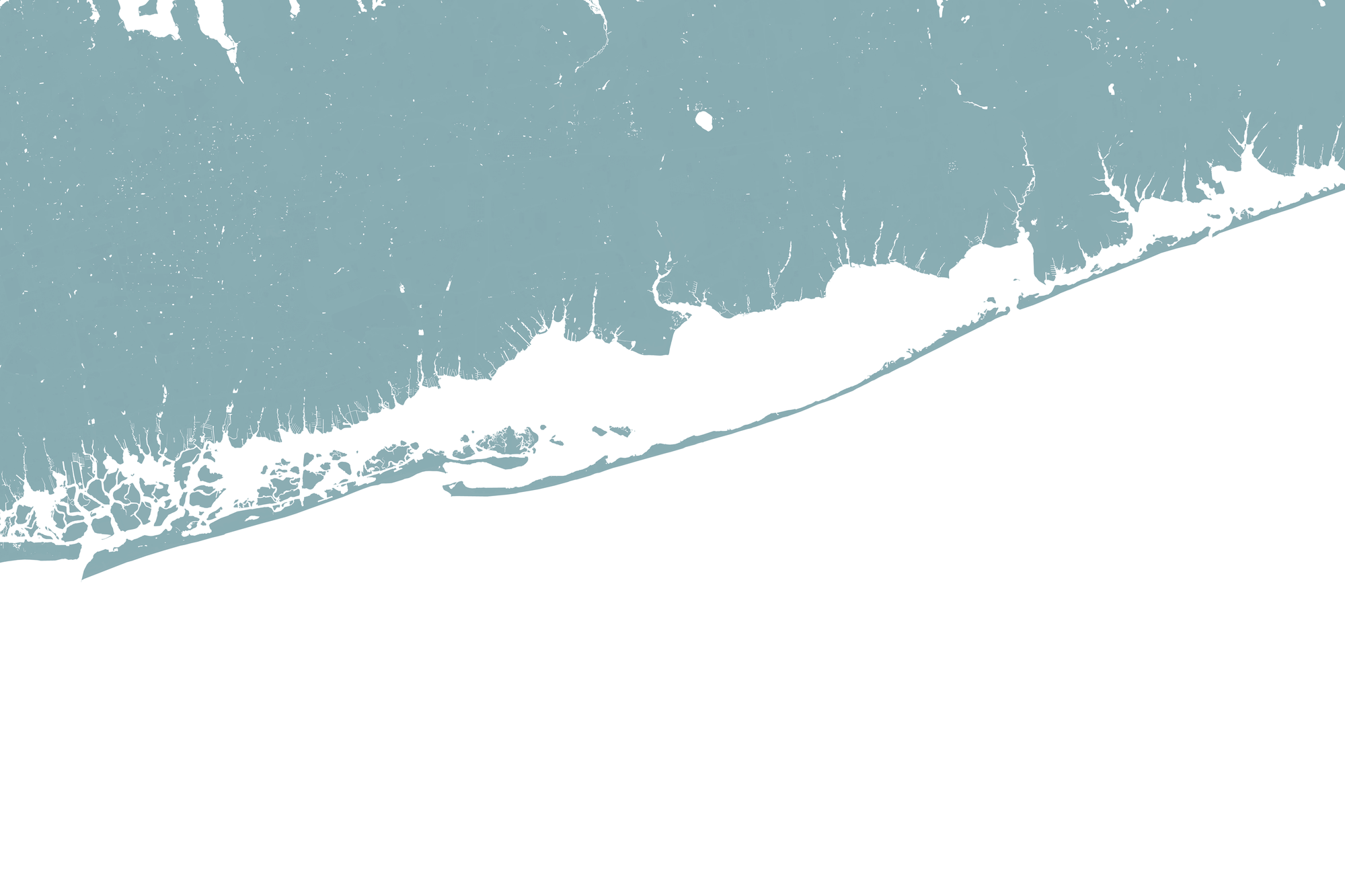 Fire Island Coastal Map — Fine Art Print Horizontal, soft-blue, No Frame, 10x8
