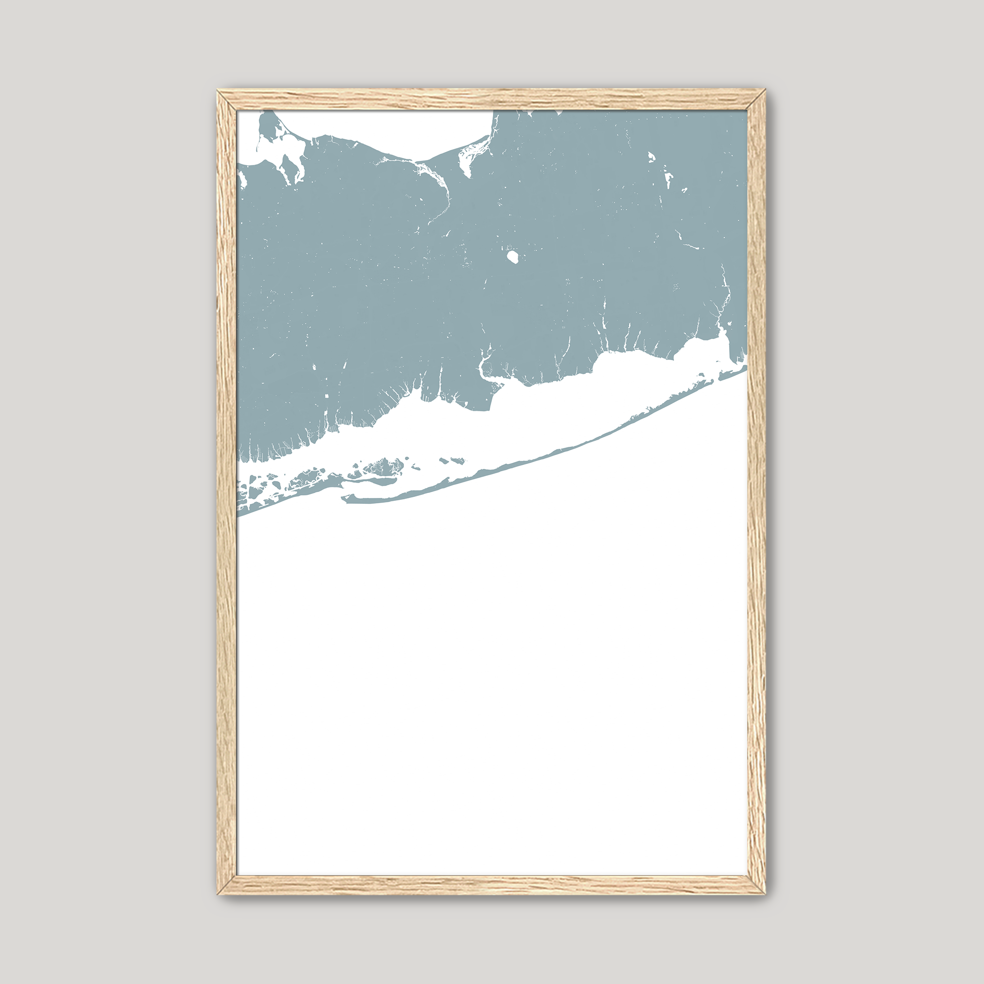 Fire Island Coastal Map — Fine Art Print Vertical, soft-blue, Oak, 8x10