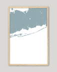Fire Island Coastal Map — Fine Art Print Vertical, soft-blue, Oak, 8x10