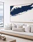 Fire Island canvas map — sea-view bench interior