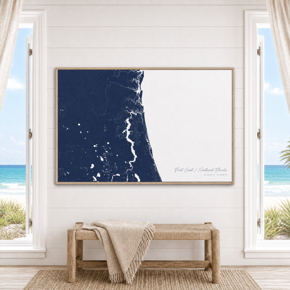 First Coast / Northeast Florida canvas map — window-scene interior