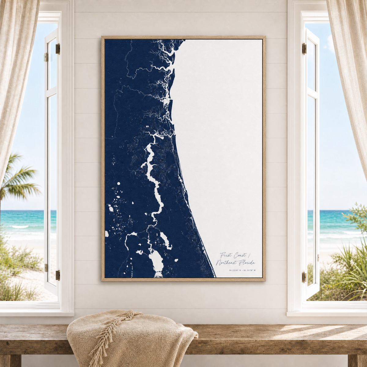 First Coast / Northeast Florida canvas map — window-scene interior