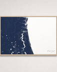 First Coast / Northeast Florida Coastal Map — Canvas Horizontal — navy, Light Wood