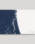 First Coast / Northeast Florida Coastal Map — Canvas Horizontal, navy, No Frame
