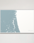 First Coast / Northeast Florida Coastal Map — Canvas Horizontal, soft-blue, White Frame