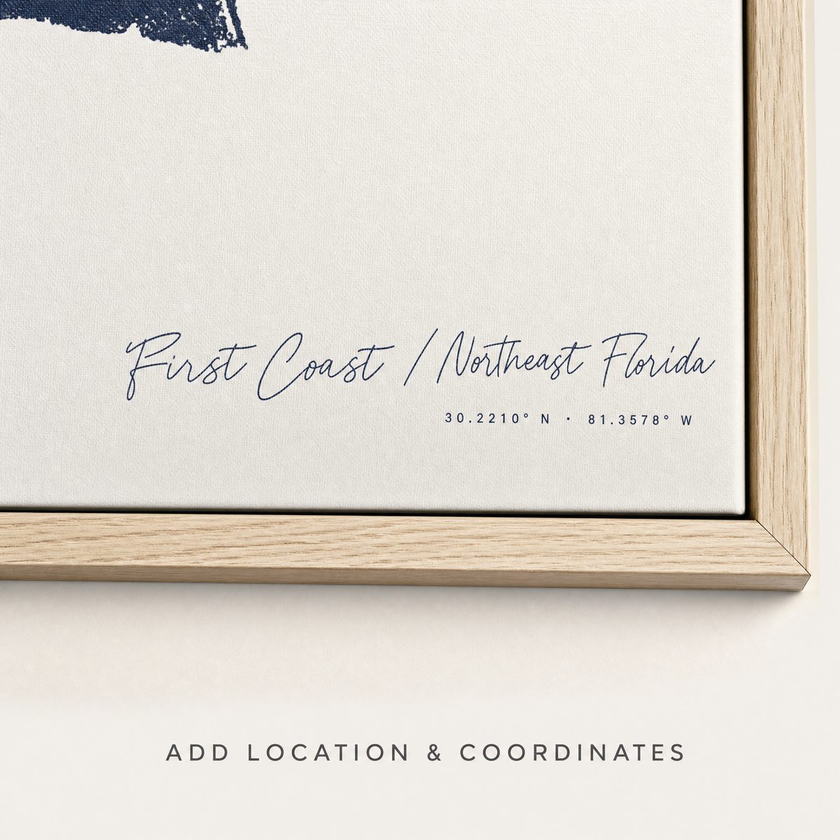 First Coast / Northeast Florida canvas map — location and coordinates customization