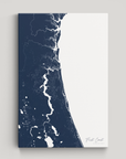 First Coast / Northeast Florida Coastal Map — Canvas Vertical, navy, No Frame