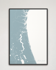 First Coast / Northeast Florida Coastal Map — Canvas Vertical, soft-blue, Black Frame