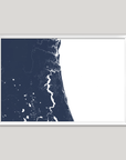 First Coast / Northeast Florida Coastal Map — Fine Art Print Horizontal, navy, White Frame, 10x8