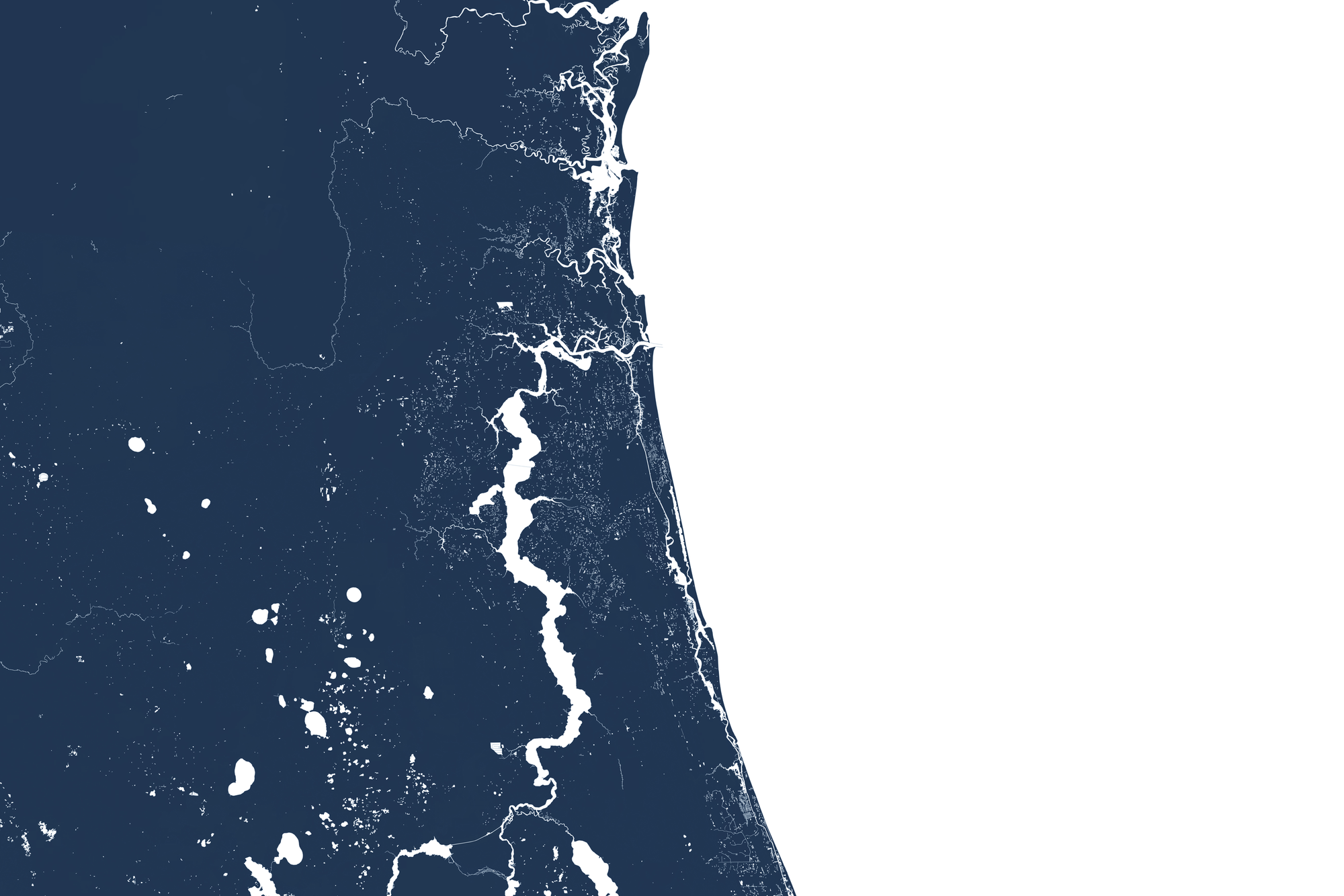 First Coast / Northeast Florida Coastal Map — Fine Art Print Horizontal, navy, No Frame, 10x8