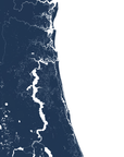 First Coast / Northeast Florida Coastal Map — Fine Art Print Horizontal, navy, No Frame, 10x8