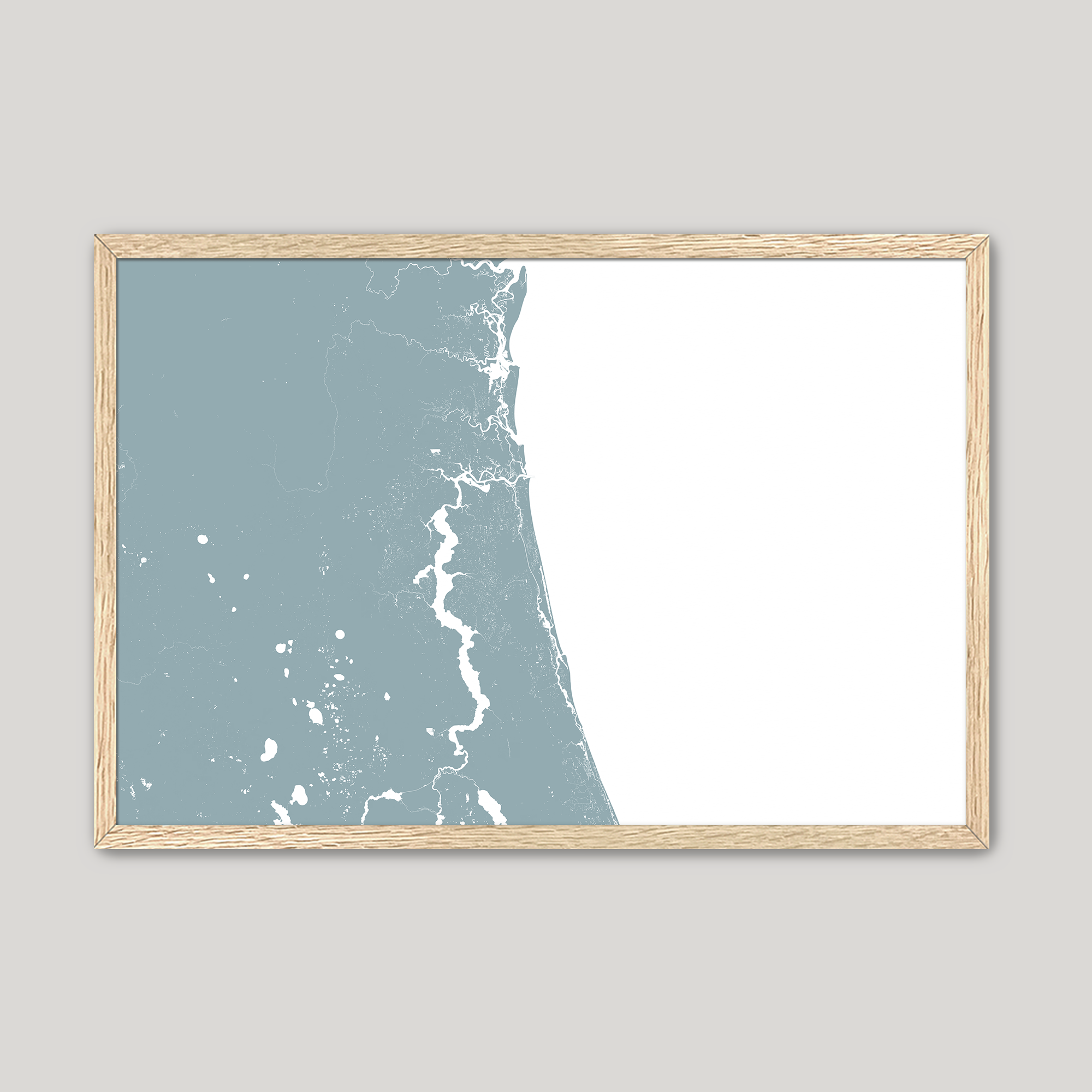 First Coast / Northeast Florida Coastal Map — Fine Art Print Horizontal, soft-blue, Oak, 10x8