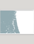 First Coast / Northeast Florida Coastal Map — Fine Art Print Horizontal, soft-blue, White Frame, 10x8