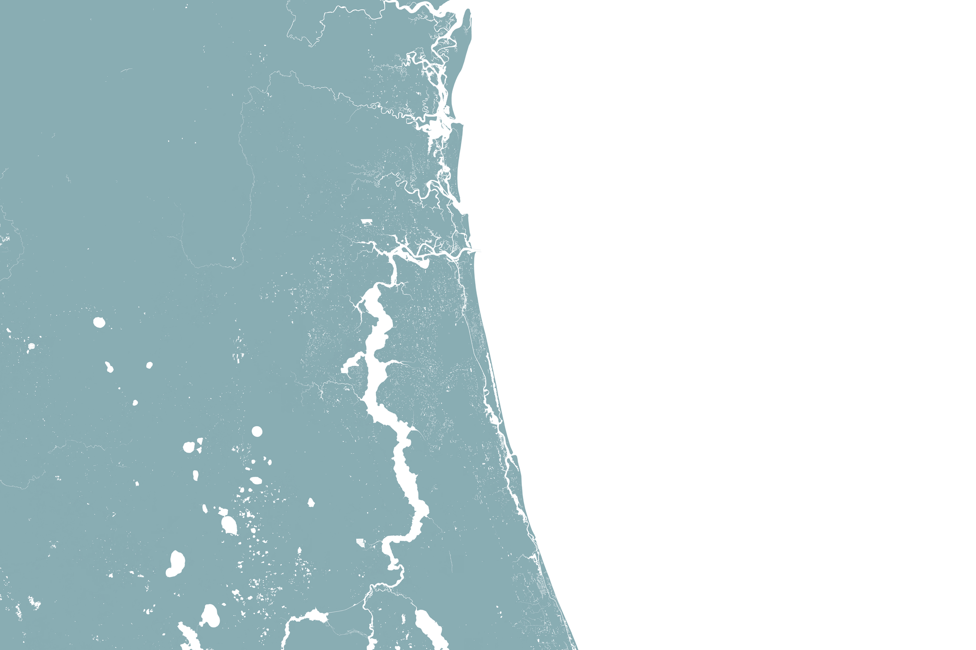 First Coast / Northeast Florida Coastal Map — Fine Art Print Horizontal, soft-blue, No Frame, 10x8