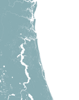 First Coast / Northeast Florida Coastal Map — Fine Art Print Horizontal, soft-blue, No Frame, 10x8