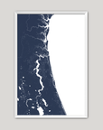 First Coast / Northeast Florida Coastal Map — Fine Art Print Vertical, navy, White Frame, 8x10