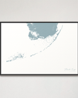 Florida Keys Coastal Map — Canvas Horizontal, soft-blue, Black Frame