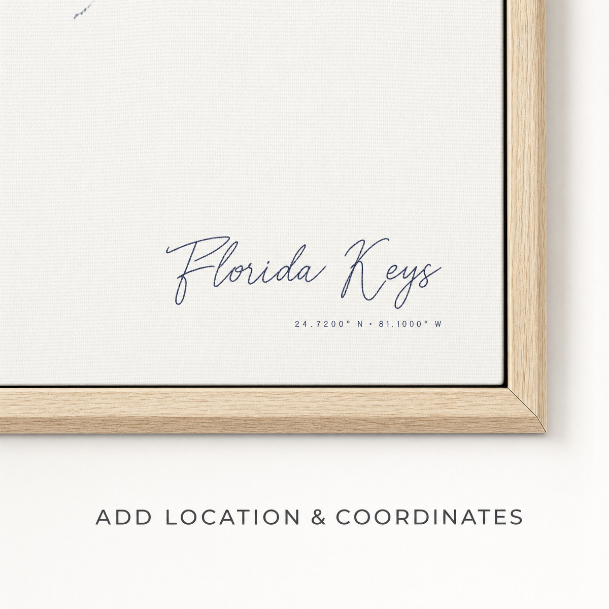 Florida Keys canvas map — location and coordinates customization