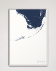 Florida Keys Coastal Map — Canvas Vertical, navy, White Frame