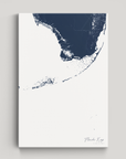 Florida Keys Coastal Map — Canvas Vertical, navy, No Frame