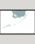 Florida Keys Coastal Map — Fine Art Print Horizontal, soft-blue, Black Frame, 10x8