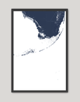 Florida Keys Coastal Map — Fine Art Print Vertical, navy, Black Frame, 8x10