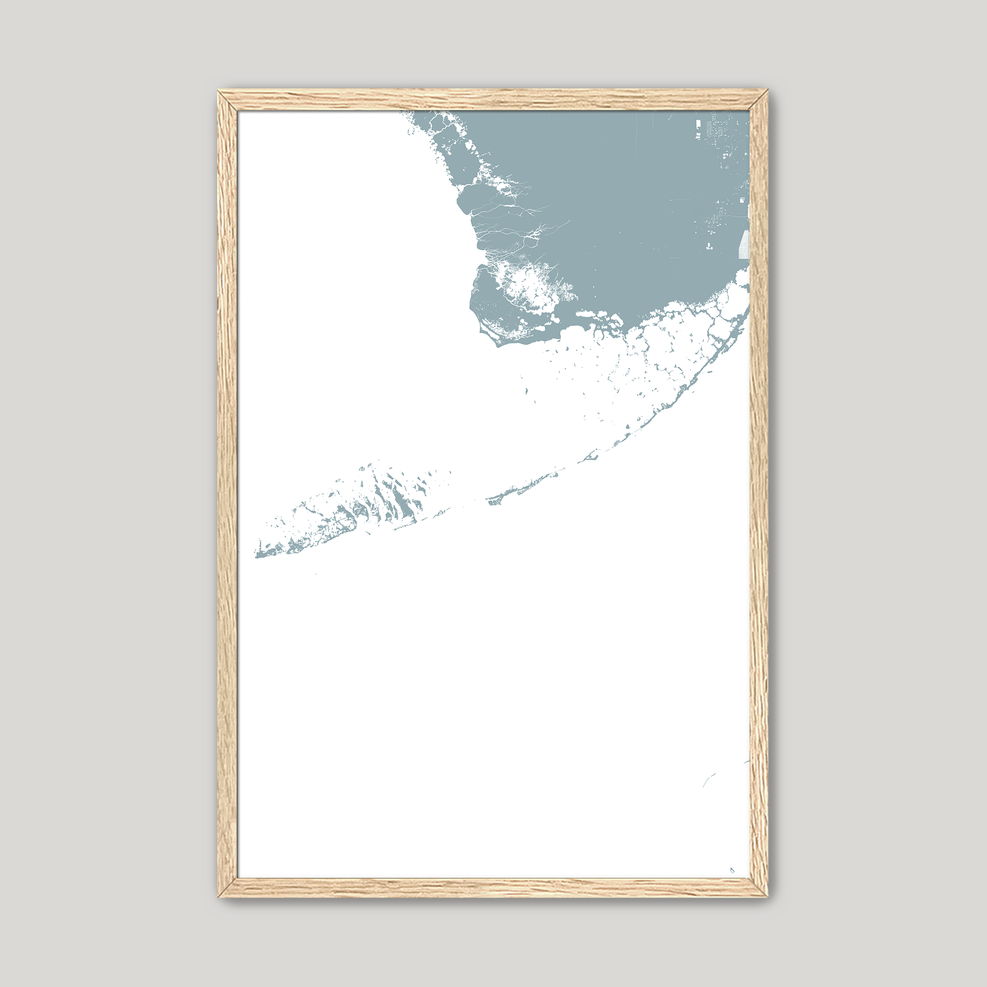Florida Keys Coastal Map — Fine Art Print Vertical, soft-blue, Oak, 8x10