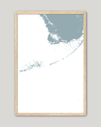 Florida Keys Coastal Map — Fine Art Print Vertical, soft-blue, Oak, 8x10