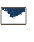 Forgotten Coast Coastal Map — Canvas Horizontal, navy, Natural Oak