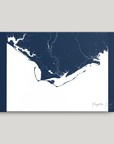 Forgotten Coast Coastal Map — Canvas Horizontal, navy, No Frame