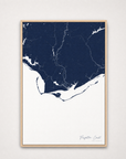 Forgotten Coast Coastal Map — Canvas Vertical — navy, Light Wood
