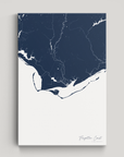 Forgotten Coast Coastal Map — Canvas Vertical, navy, No Frame