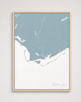 Forgotten Coast Coastal Map — Canvas Vertical — soft-blue, Light Wood
