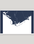 Forgotten Coast Coastal Map — Fine Art Print Horizontal, navy, White Frame, 10x8