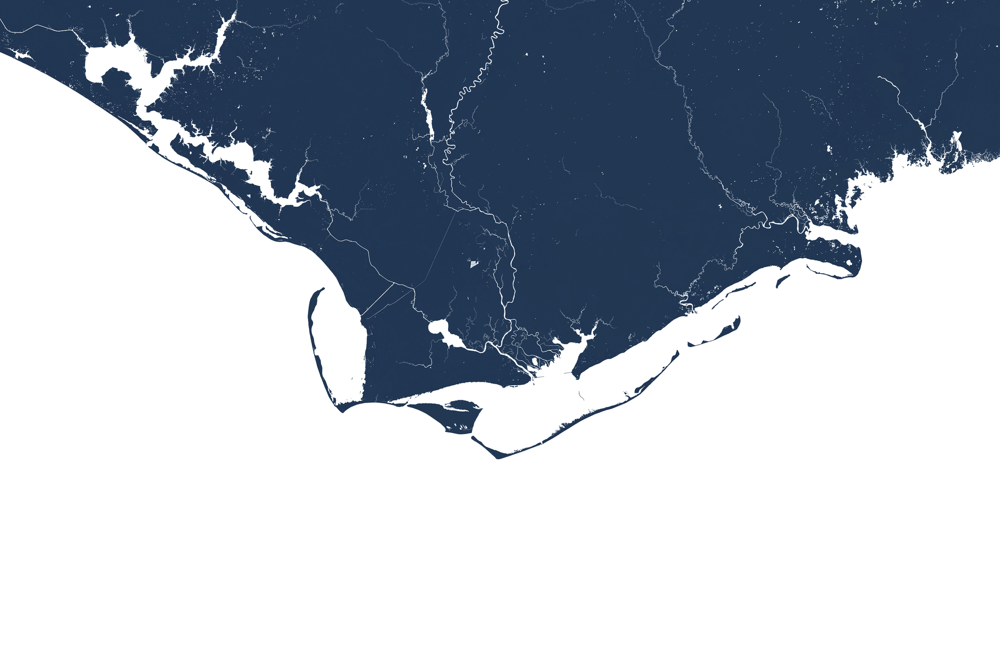 Forgotten Coast Coastal Map — Fine Art Print Horizontal, navy, No Frame, 10x8